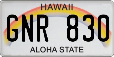 HI license plate GNR830