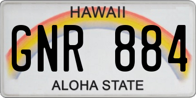 HI license plate GNR884
