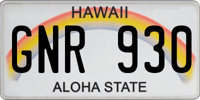 HI license plate GNR930