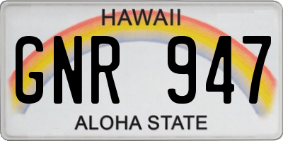HI license plate GNR947