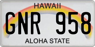 HI license plate GNR958