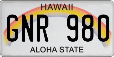 HI license plate GNR980