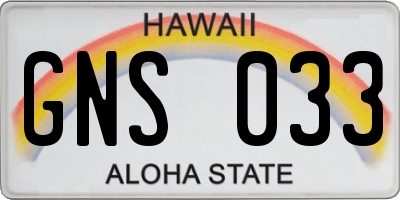 HI license plate GNS033