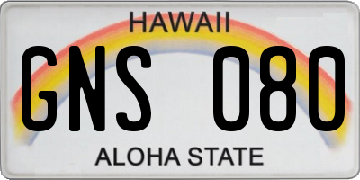 HI license plate GNS080