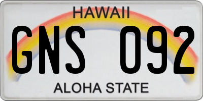 HI license plate GNS092