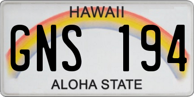 HI license plate GNS194