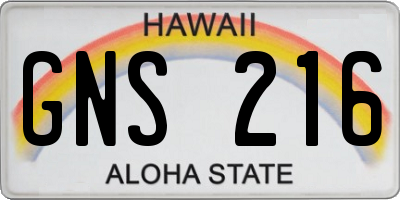 HI license plate GNS216