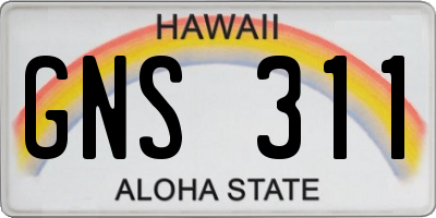 HI license plate GNS311