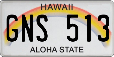 HI license plate GNS513