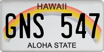 HI license plate GNS547