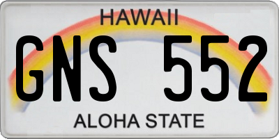 HI license plate GNS552