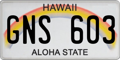 HI license plate GNS603