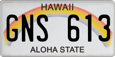 HI license plate GNS613