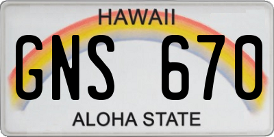 HI license plate GNS670
