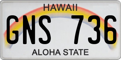 HI license plate GNS736