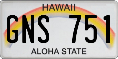 HI license plate GNS751