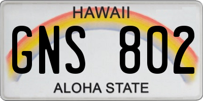 HI license plate GNS802