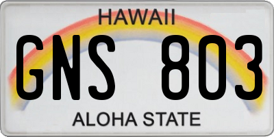 HI license plate GNS803