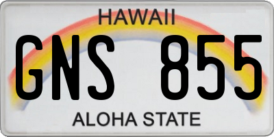 HI license plate GNS855