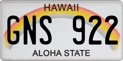 HI license plate GNS922