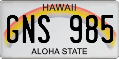 HI license plate GNS985