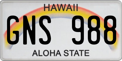 HI license plate GNS988