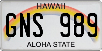 HI license plate GNS989