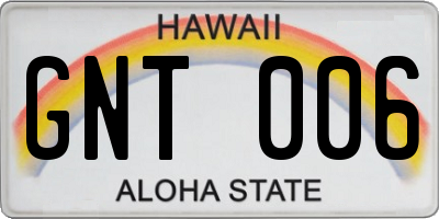 HI license plate GNT006