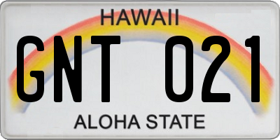 HI license plate GNT021