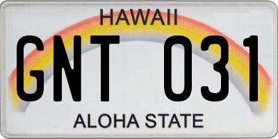 HI license plate GNT031