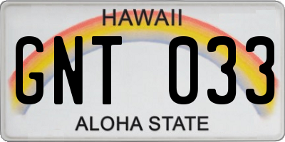 HI license plate GNT033