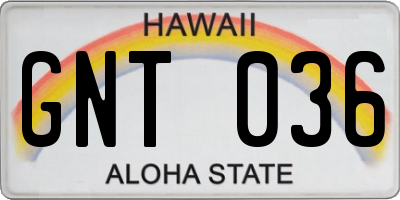 HI license plate GNT036