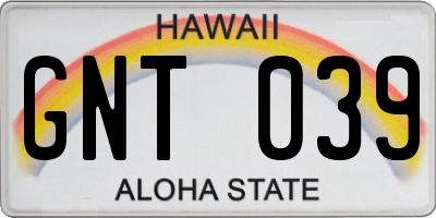 HI license plate GNT039
