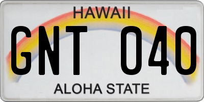 HI license plate GNT040
