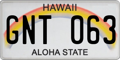 HI license plate GNT063