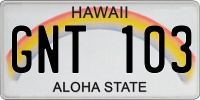 HI license plate GNT103