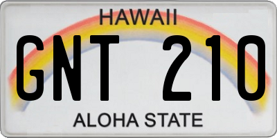 HI license plate GNT210