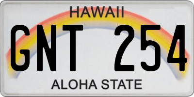 HI license plate GNT254