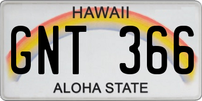 HI license plate GNT366