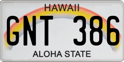 HI license plate GNT386