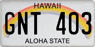 HI license plate GNT403