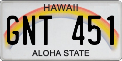 HI license plate GNT451