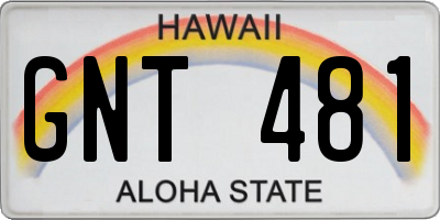HI license plate GNT481