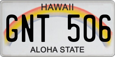 HI license plate GNT506