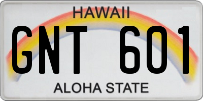 HI license plate GNT601