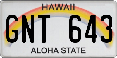 HI license plate GNT643