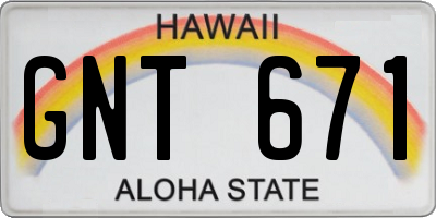 HI license plate GNT671