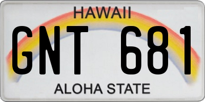 HI license plate GNT681