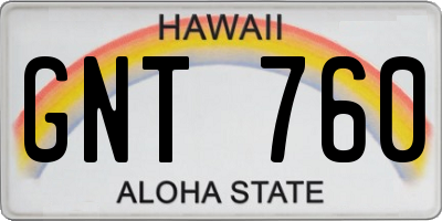 HI license plate GNT760