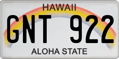 HI license plate GNT922